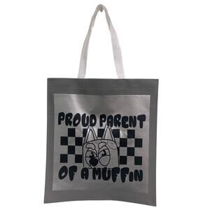 New Upcycled Hand Printed Proud Parent of a Muffin Bluey Mom Shopper Tote Bag